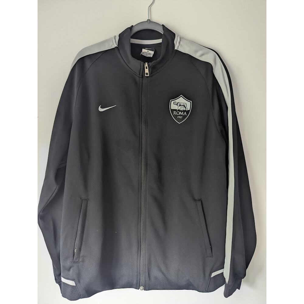 Nike AS Roma Track Jacket Men’s XL Black Gray Full Zip Soccer Jacket Vintage